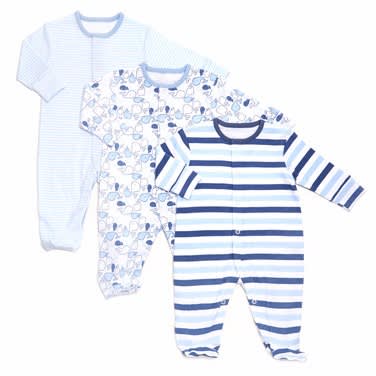 Boys Tonal Sleepsuits - Pack Of 3