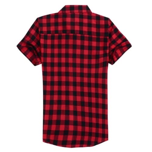 Men's Checkered Button Up Shirt - Black And Red