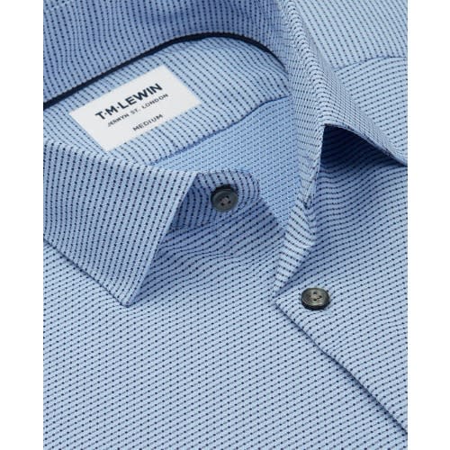 Travel Collection Slim Fit Textured Blue Button Cuff Shirt