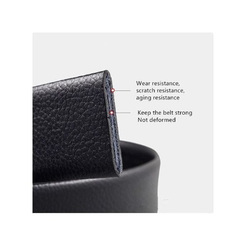 Men 120cm Adjustable Waist Leather Belt Alloy Automatic Clasp Belt - Black