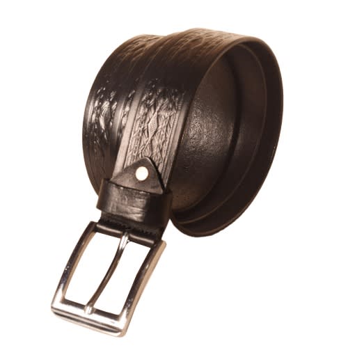 Pattern Leather Belt - Black