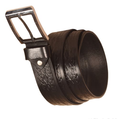Pattern Leather Belt - Black