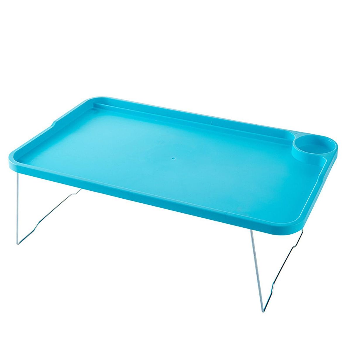Portable Folding Laptop Table with Cup Holder Non-slip for Students Blue