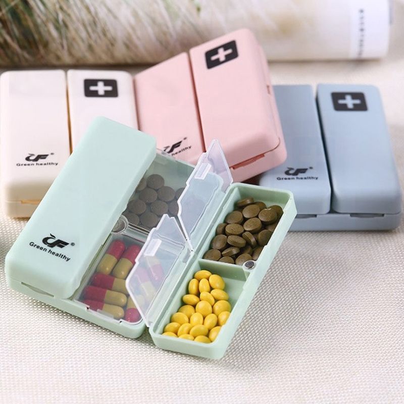 3 PCS Folding Portable Sealed And Dispensing Small Pill Box(Pink)