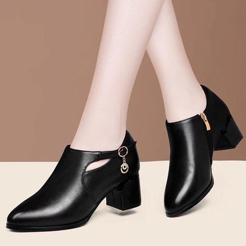 Ladies Thick With Business OL Professional Single Shoes-Black