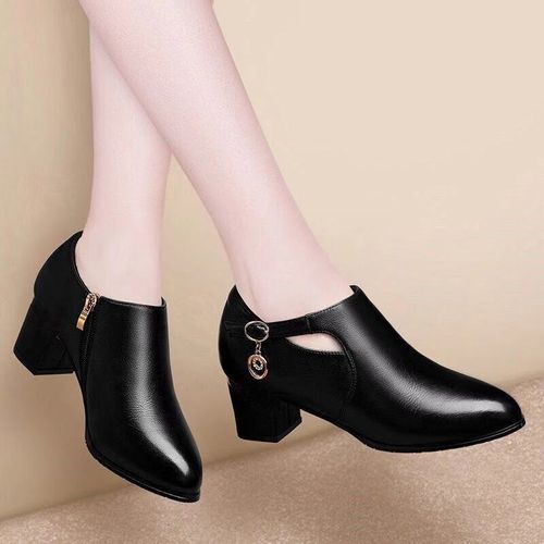 Ladies Thick With Business OL Professional Single Shoes-Black