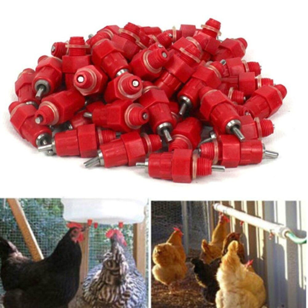 10Pcs Water Nipples Stainless Steel Ball Drinker Poultry Chicken Duck Screw