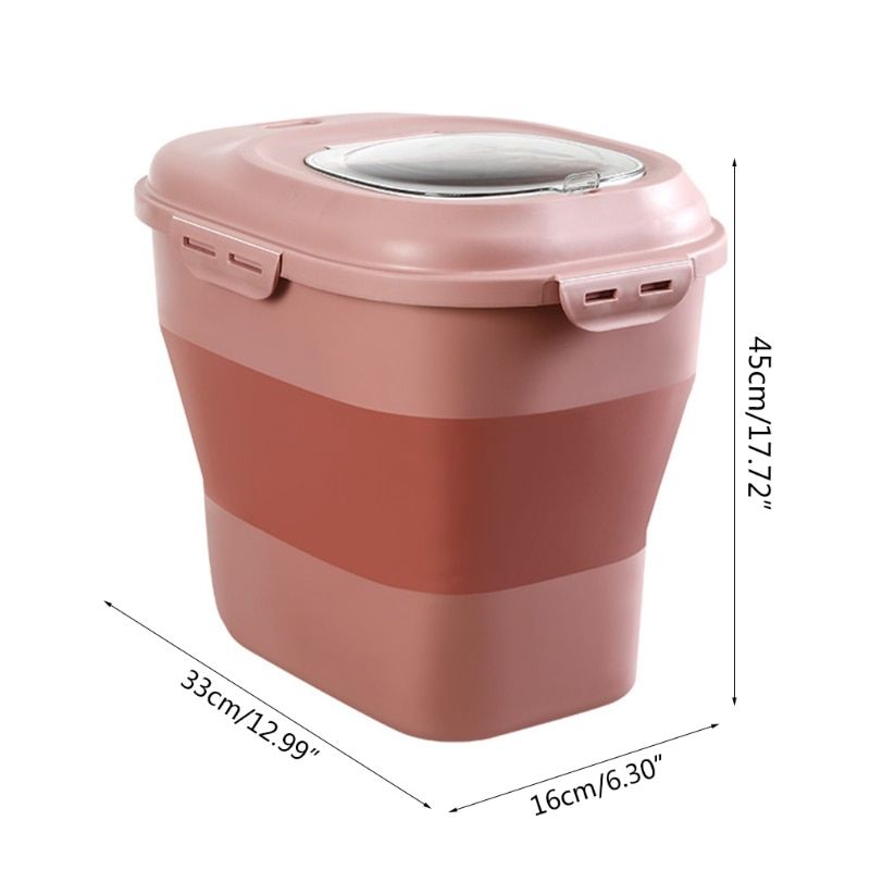 D08D Pet Food Storage Container Storage Bin For Dog Cat Fish Bird Foldable Rice Container Airtight Plastic Storage Holds