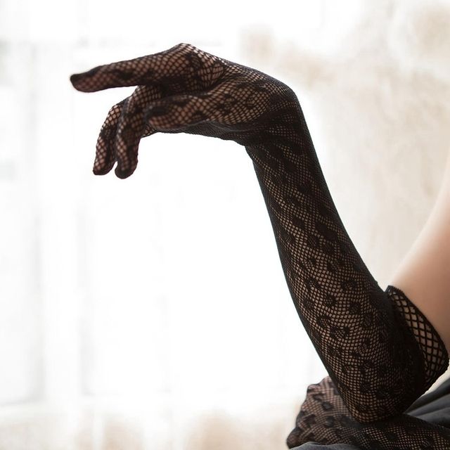 Gothic Lolita Sexy Lace Long Gloves Women Retro Floral Hand Sleeve Summer Gloves