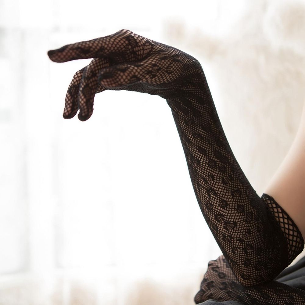 Gothic Lolita Sexy Lace Long Gloves Women Retro Floral Hand Sleeve Summer Gloves