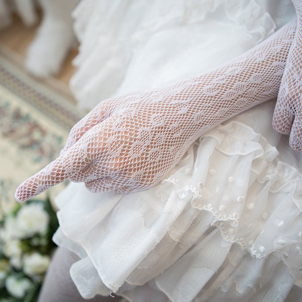 Gothic Lolita Sexy Lace Long Gloves Women Retro Floral Hand Sleeve Summer Gloves