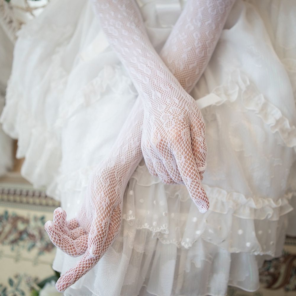 Gothic Lolita Sexy Lace Long Gloves Women Retro Floral Hand Sleeve Summer Gloves