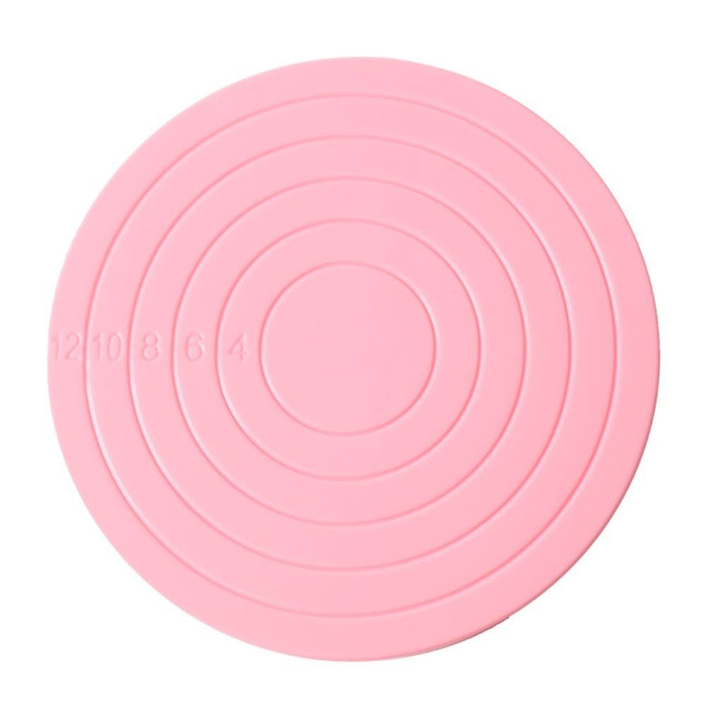 14cm Round Food-grade Plastic Rotating Cake Turntable-Pink