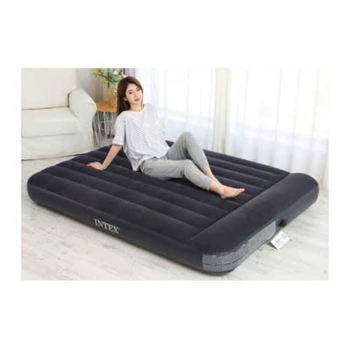 Inflatable Mattress Pillow Raised Bed + Free Hand Manual Pump - Black