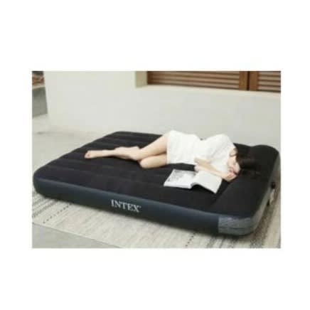 Inflatable Mattress Pillow Raised Bed + Free Hand Manual Pump - Black