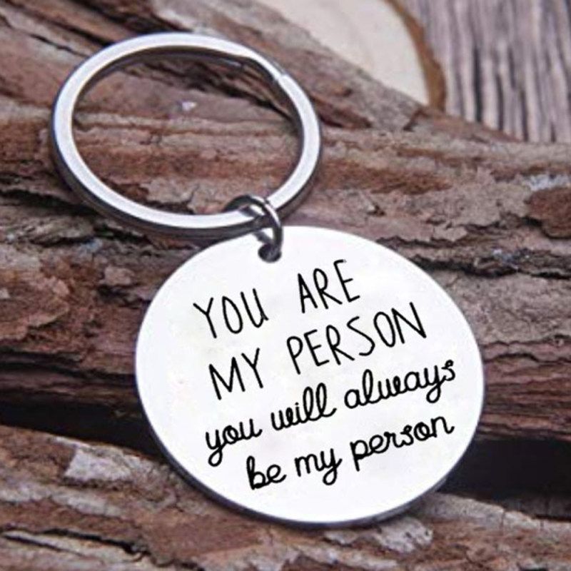 Creative You Are My Person Letters Pendant Key Ring-Silver
